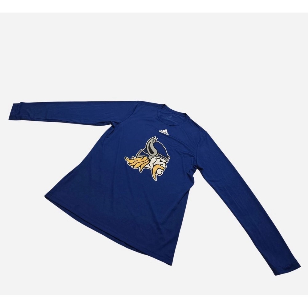 Adidas blue long sleeve shirt with unique‎ back print sportswear- Medium